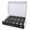 NIOIE 10 x 5ml perfume sampler set packaging, minimalist matte-black design